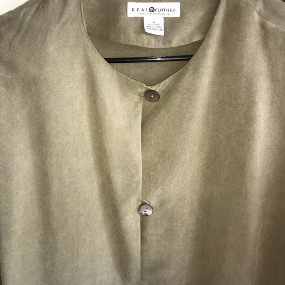 Saks Fifth Avenue Real Clothes 100% Silk Top & Slacks Set Size L See Desc/Measur - Picture 3 of 10